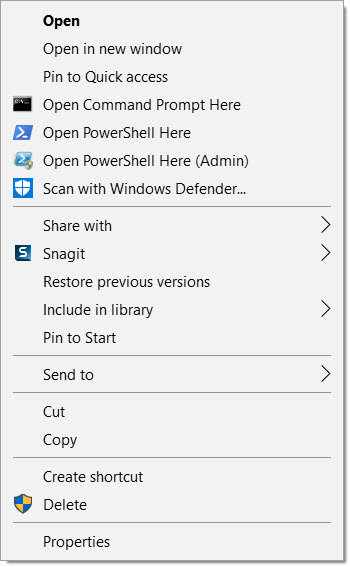 Open Command Prompt in Folder Using Windows Explorer